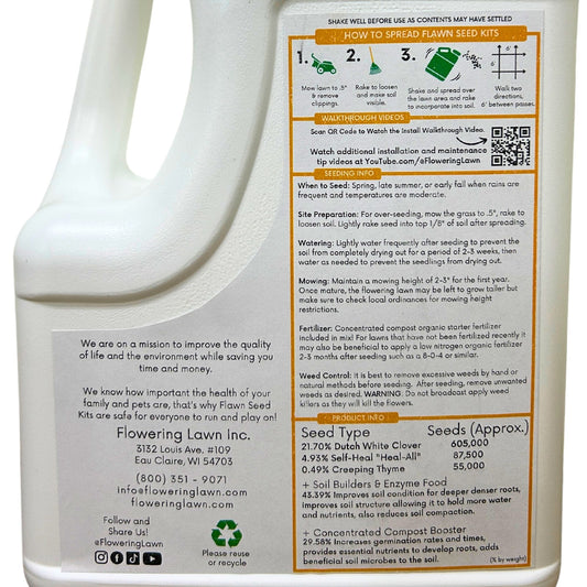 Flowering Lawn Bee Lawn Kit 2500sqft 164oz Shaker Jug