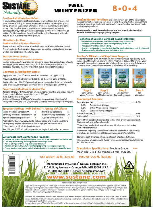 Sustane Lawn Step 4 Winterizer 30lb 8-0-4
