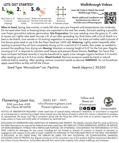 Flowering Lawn Micro Clover Seed 500sqft
